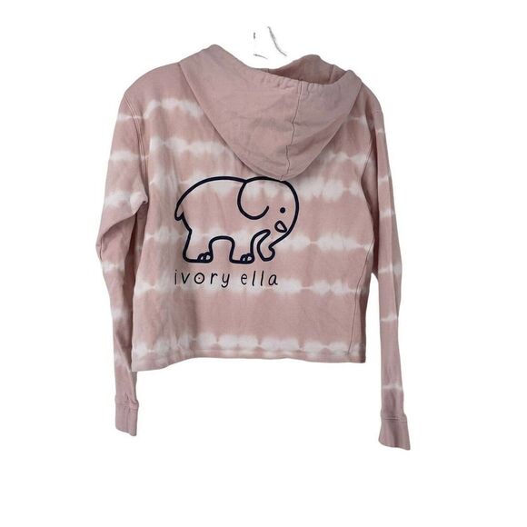Ivory Ella Hoodie Pink Tie Dye Cropped Elephant Logo Womens Size Small VSCO Top - Picture 2 of 6
